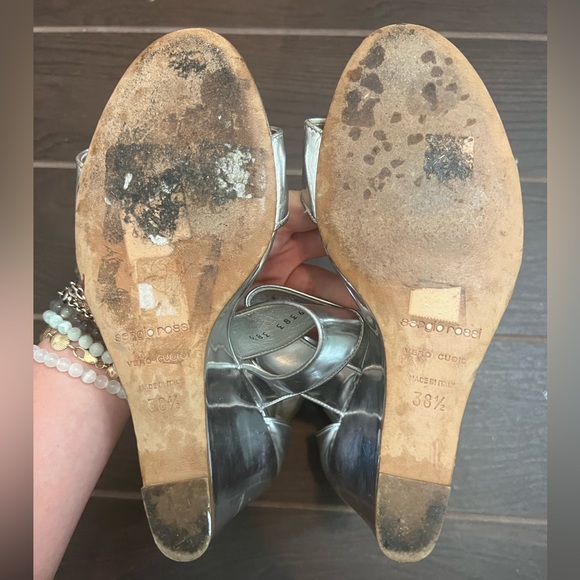 Sergio Rossi Metallic Wedges - Picture 5 of 9